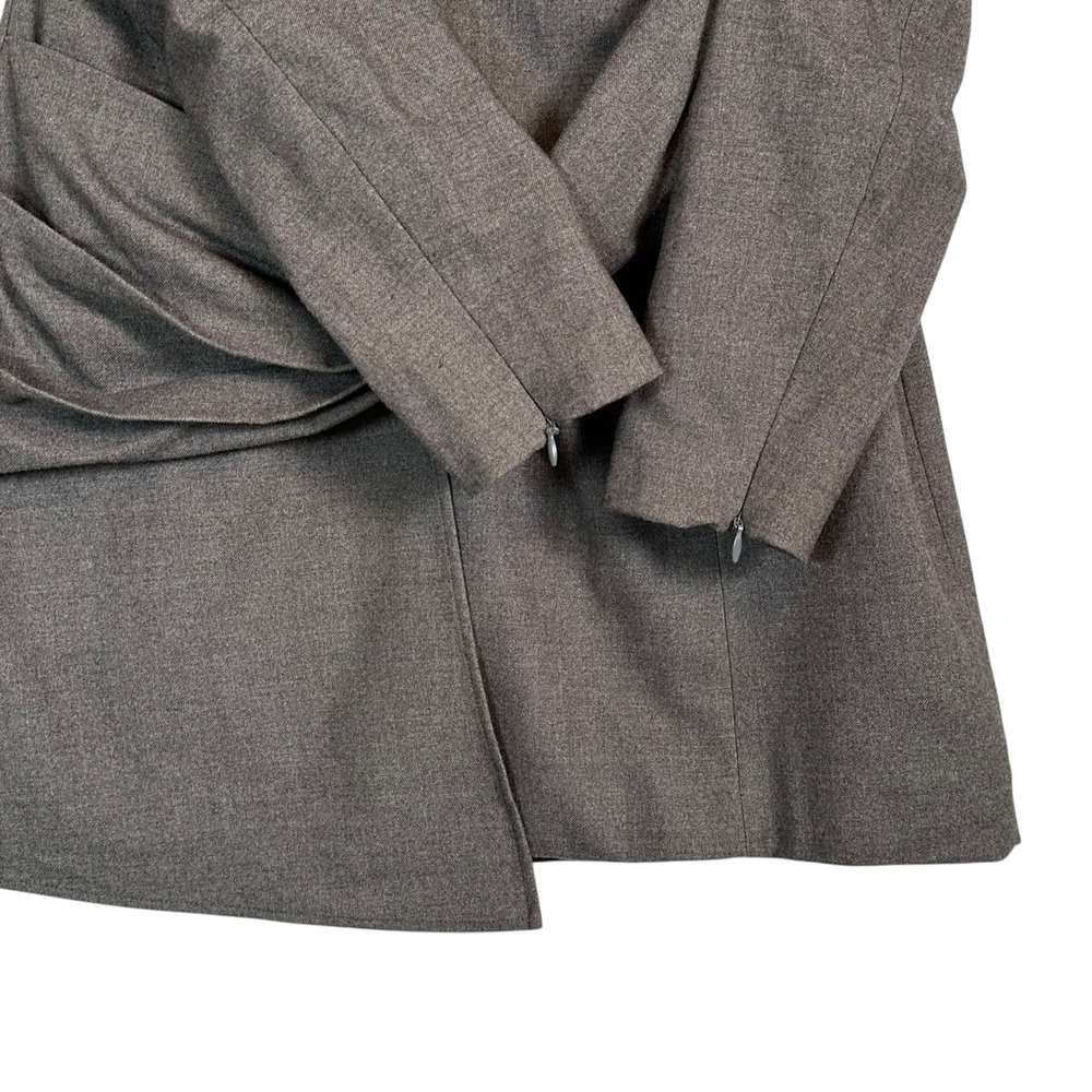 Karen Millen Mini Dress Woven Wool Mix Bardot Draped Off Shoulder Grey 8 Chic - Picture 6 of 12